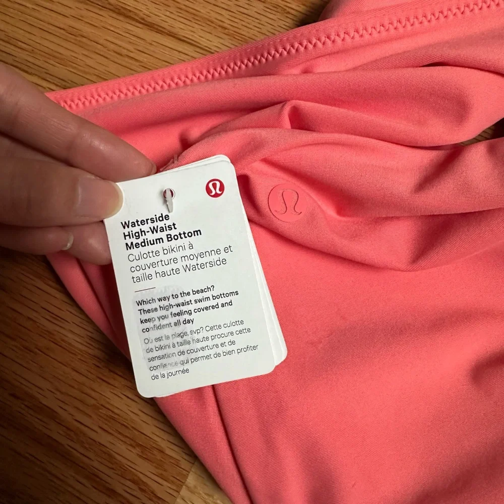 NWT 6 lululemon WatersideHigh-Waist Medium Coverage Swim Bottom - Coral Pink - Picture 5 of 7